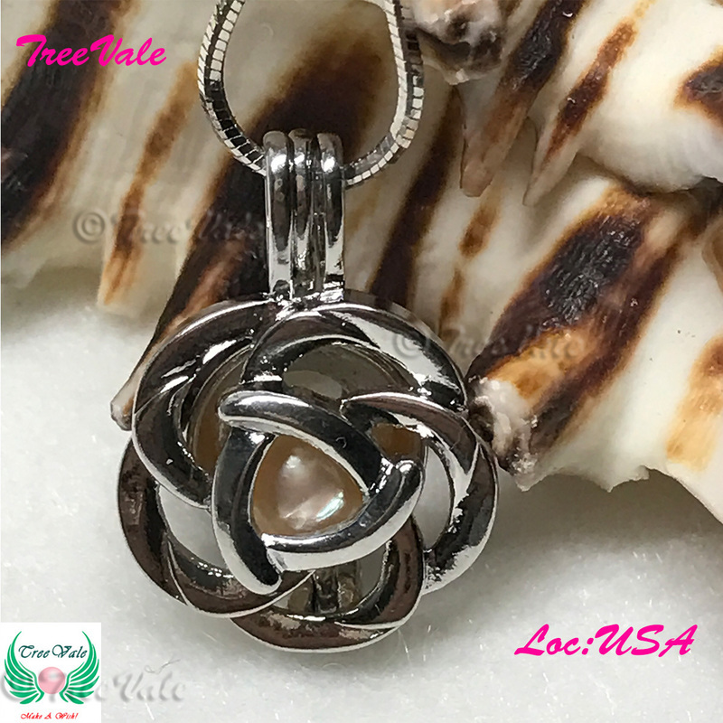 Full Bloom Flower I - Silver Plated - Locket Pearl Cage Pendant - Hold 6mm - 8mm Pearl