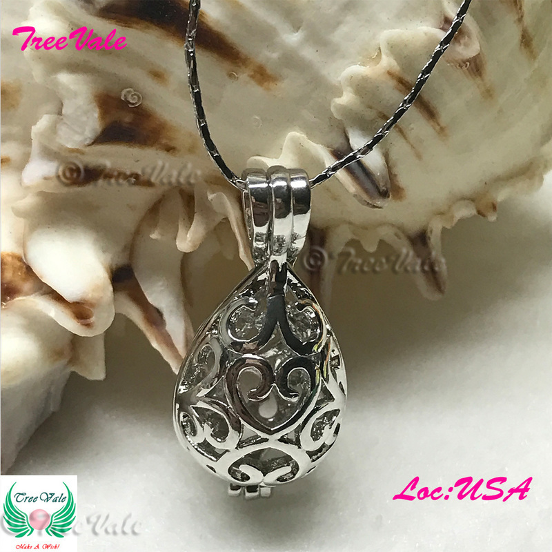 Enchanted Forest - Silver Plated - Locket Pearl Cage Pendant - Hold 5mm - 10mm Pearl