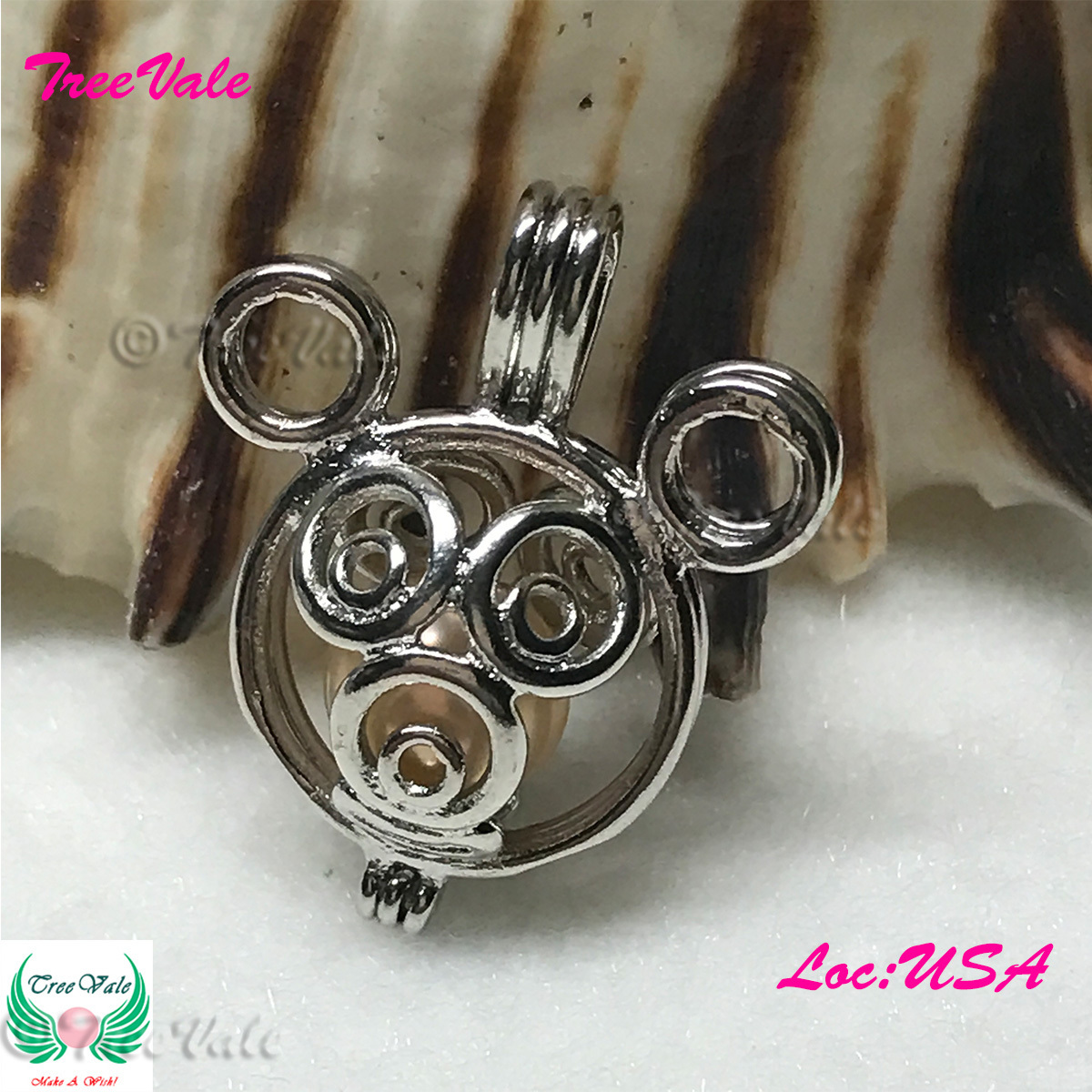 Meeska Mooska - Silver Plated - Locket Pearl Cage Pendant - Hold 6mm - 8mm Pearl