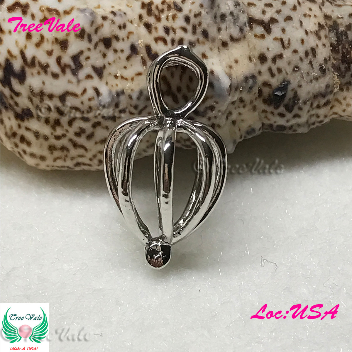 Rainy Drop - Silver Plated - Locket Pearl Cage Pendant - Hold 5mm - 9mm Pearl
