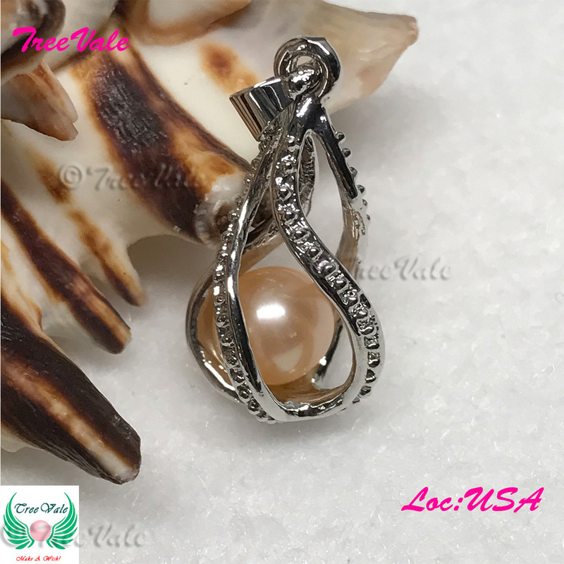 Twisted Rainy Drop - Silver Plated - Locket Pearl Cage Pendant - Hold 6mm - 9mm Pearl