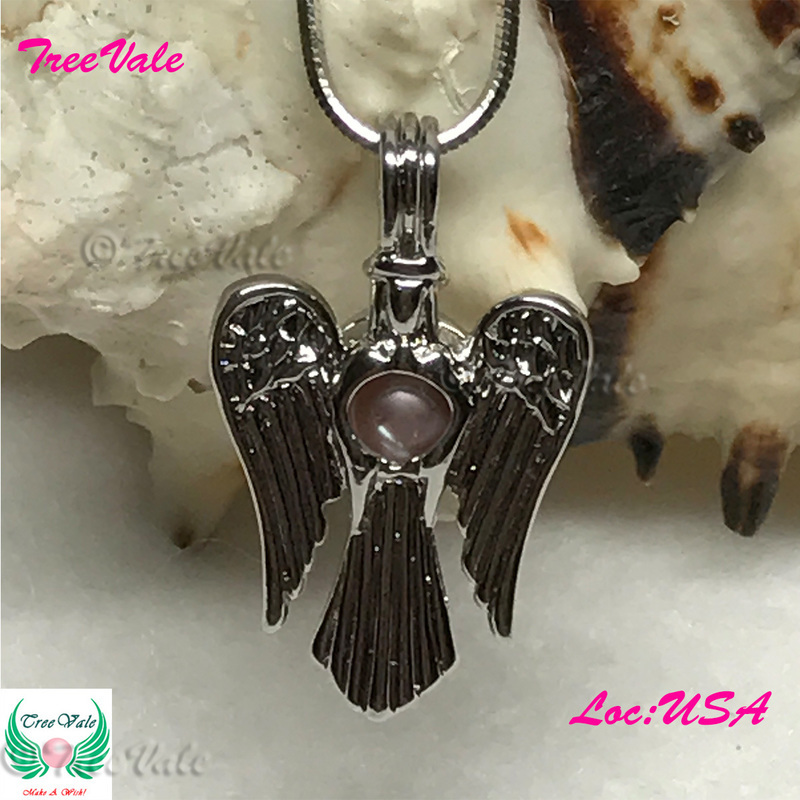 Guardian Angel - Silver Plated - Locket Pearl Cage Pendant - Hold 6mm - 8mm Pearl