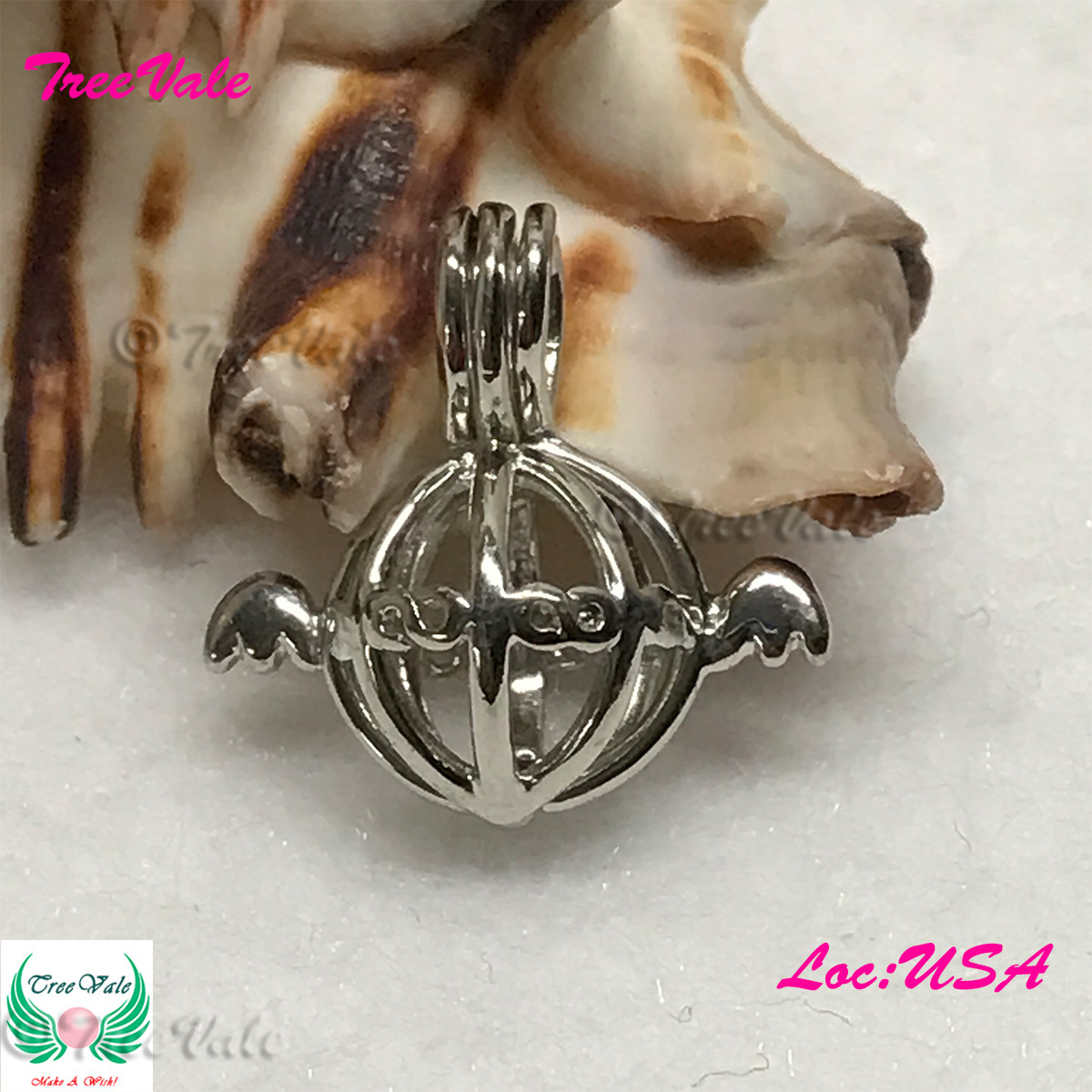 Flying Cage - Silver Plated - Locket Pearl Cage Pendant - Hold 5mm - 8mm Pearl
