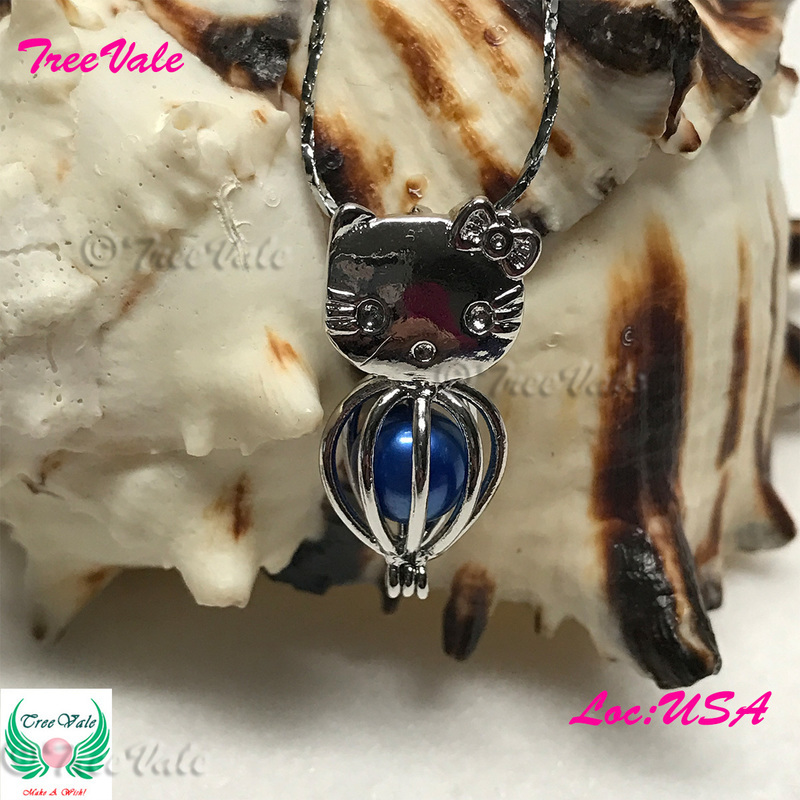 Hello Kitty - Silver Plated - Locket Pearl Cage Pendant - Hold 5mm - 8mm Pearl