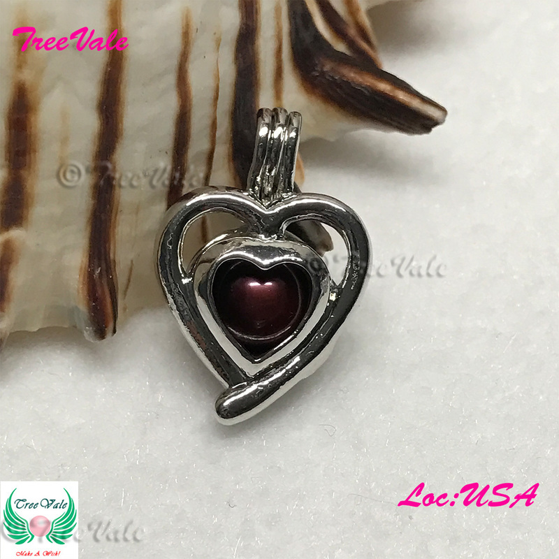 In Love - Silver Plated - Locket Pearl Cage Pendant - Hold 6mm - 8mm Pearl