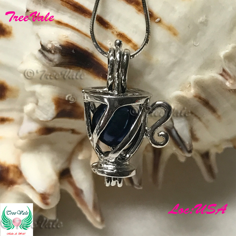 The Cup - Silver Plated - Locket Pearl Cage Pendant - Hold 6mm - 8mm Pearl
