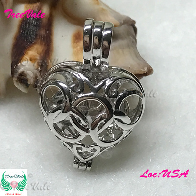 Dream Heart - Solid 925 Sterling Silver - Locket Pearl Cage Pendant - Hold 6mm-8mm Pearl