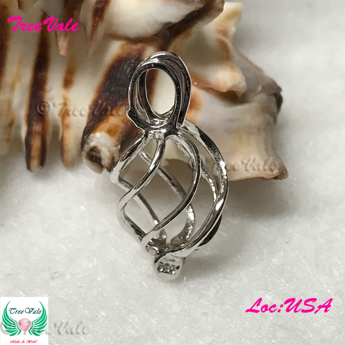Spiral Twister Cage - Solid 925 Sterling Silver - Locket Pearl Cage Pendant - Hold 6mm-8mm Pearl