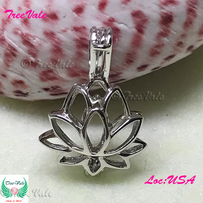 Lotus Flower - Solid 925 Sterling Silver - Locket Pearl Cage Pendant - Hold 6mm-8mm Pearl
