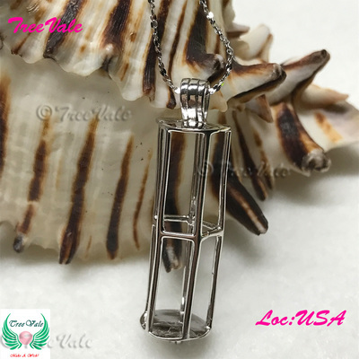 Fairy Tube - Solid 925 Sterling Silver - Locket Pearl Cage Pendant - Hold 6mm-8mm Pearl