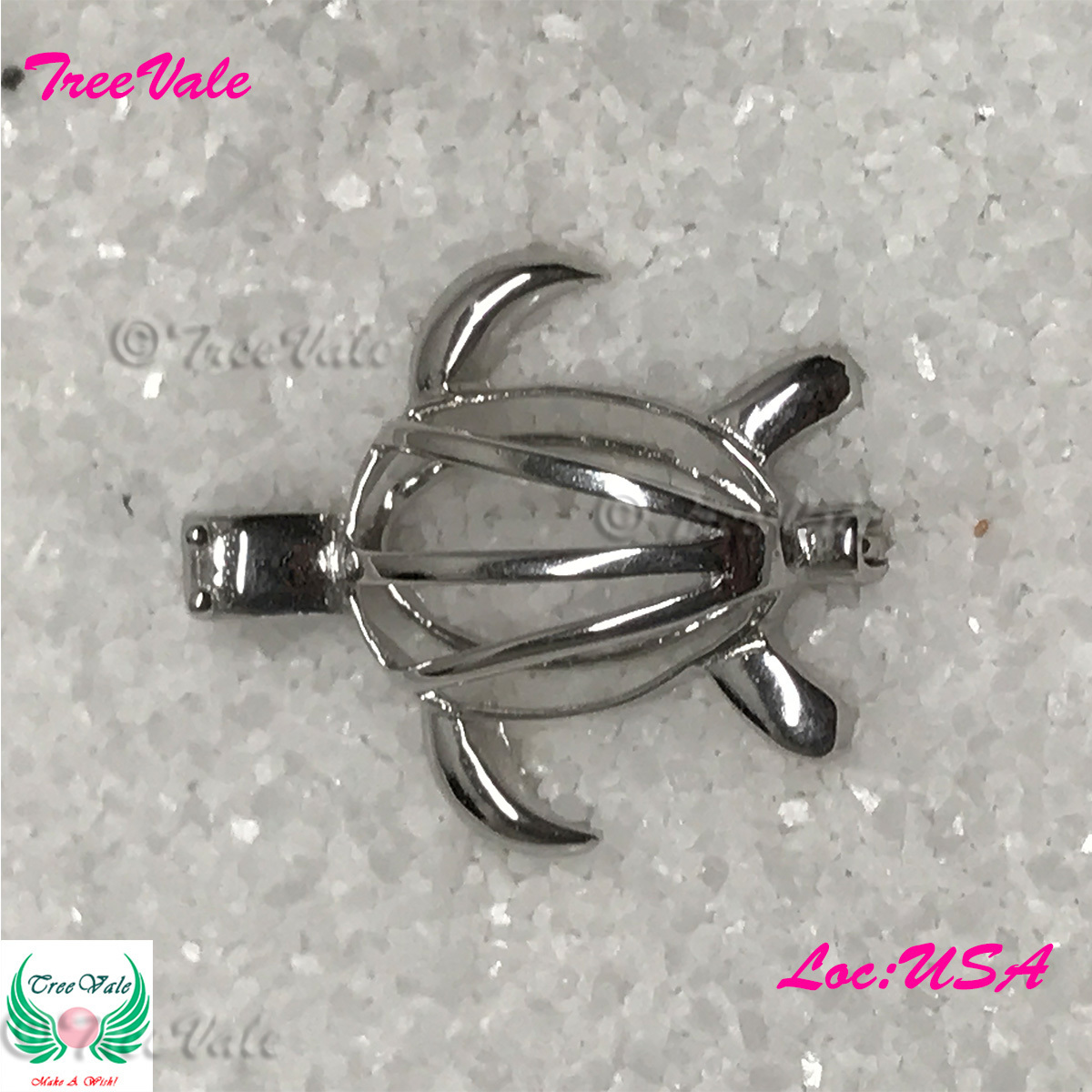 Sea Turtle - Solid 925 Sterling Silver - Locket Pearl Cage Pendant - Hold 6mm-8mm Pearl