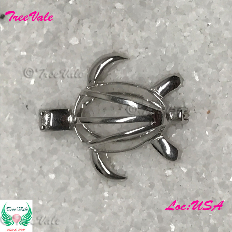 Sea Turtle - Solid 925 Sterling Silver - Locket Pearl Cage Pendant - Hold 6mm-8mm Pearl