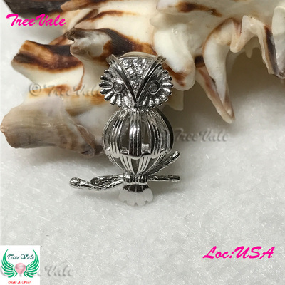 Ragana Owl - Solid 925 Sterling Silver - Locket Pearl Cage Pendant - Hold 6mm-10mm Pearl