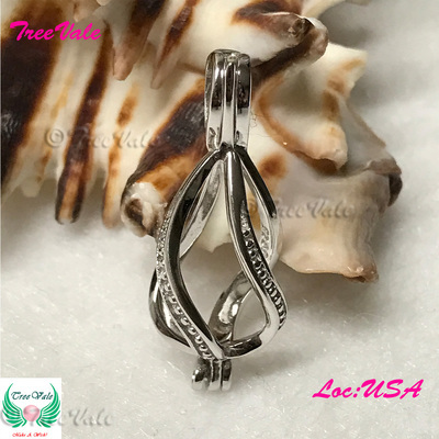 Twisted Rainy Drop - Solid 925 Sterling Silver - Locket Pearl Cage Pendant - Hold 6mm-9mm Pearl