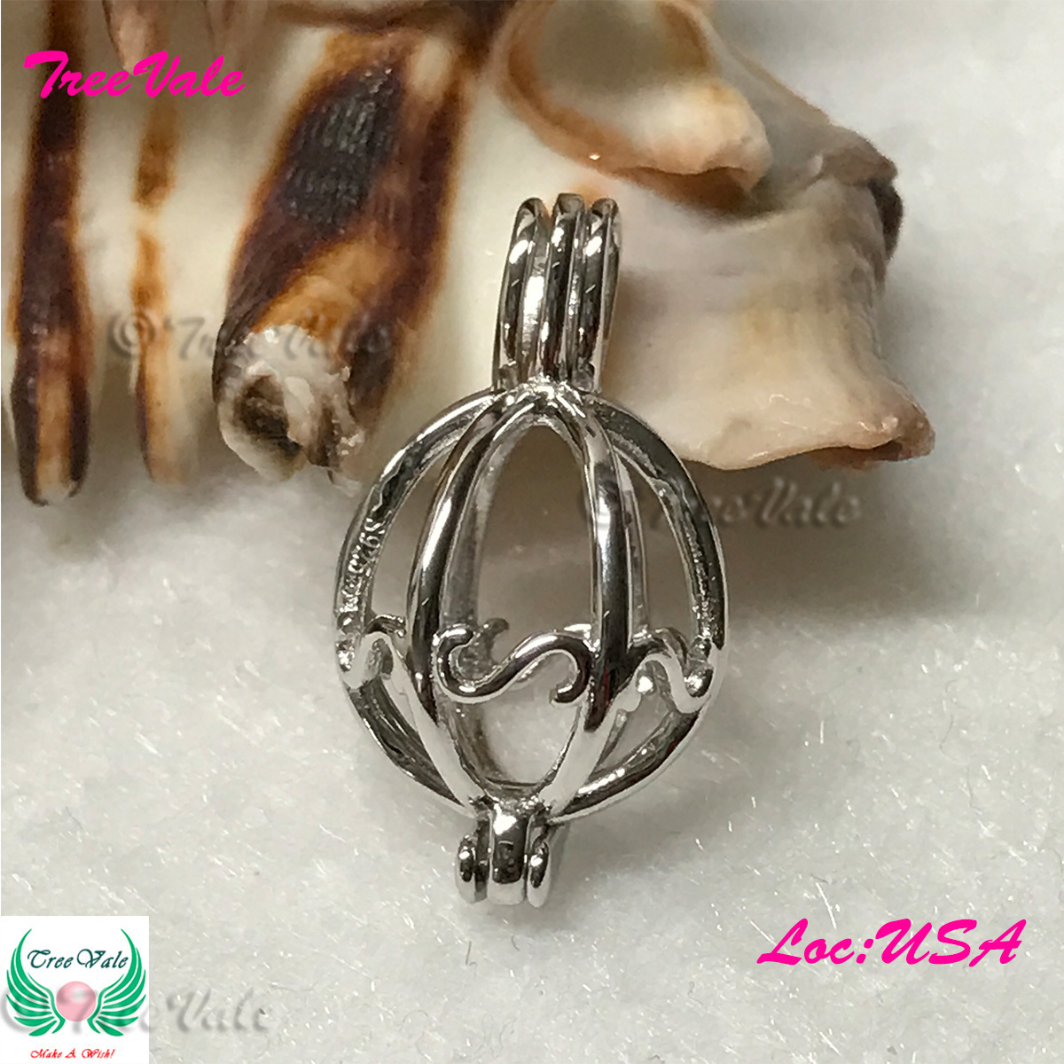 Gruppetto Grace Cage - Solid 925 Sterling Silver - Locket Pearl Cage Pendant - Hold 6mm-9mm Pearl