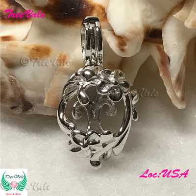 Eternity Flower - Solid 925 Sterling Silver - Locket Pearl Cage Pendant - Hold 6mm-8mm Pearl