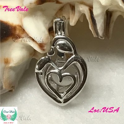 Mother And Child - Solid 925 Sterling Silver - Locket Pearl Cage Pendant - Hold 6mm-8mm Pearl