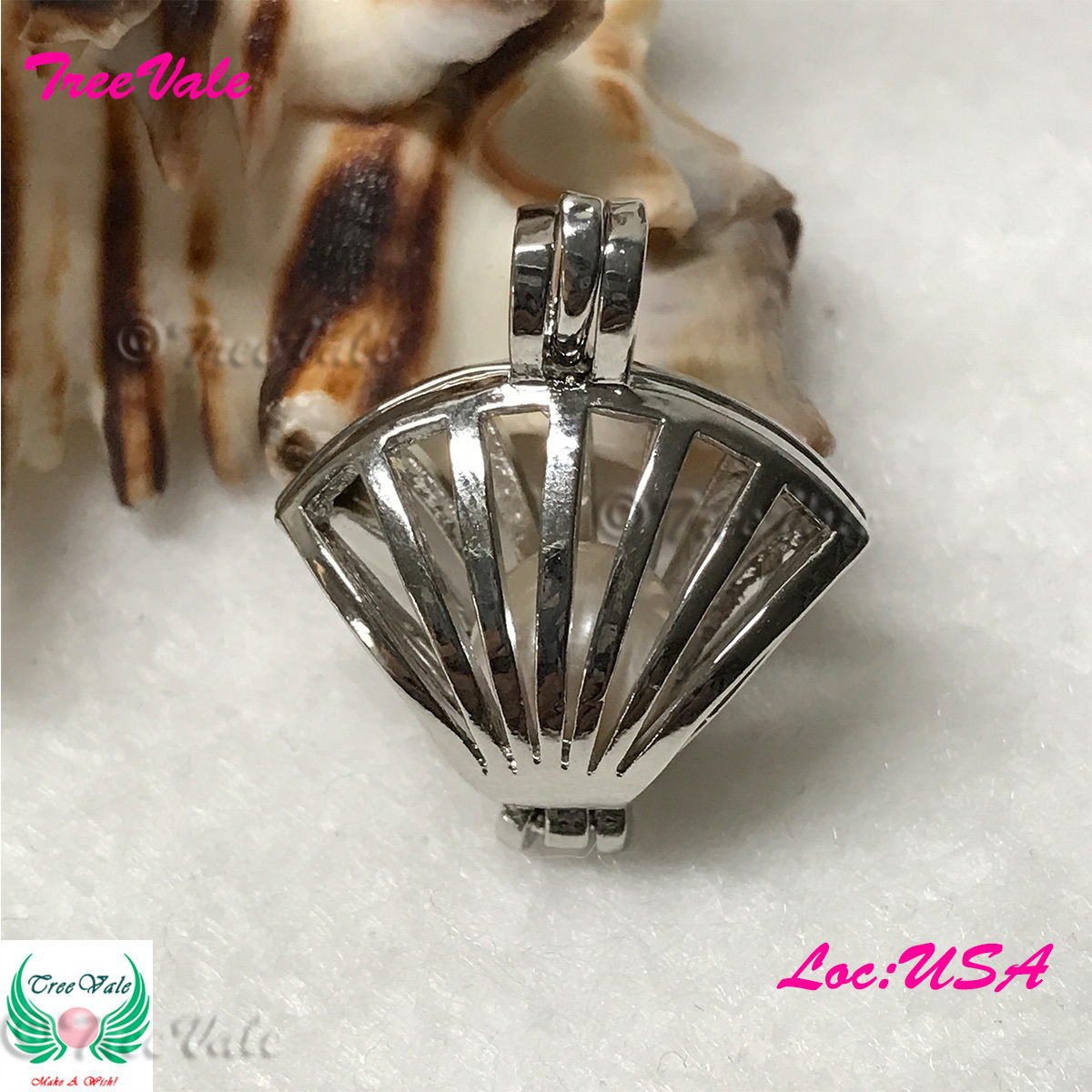 Clam - Silver Plated - Locket Pearl Cage Pendant - Hold 5mm - 8mm Pearl