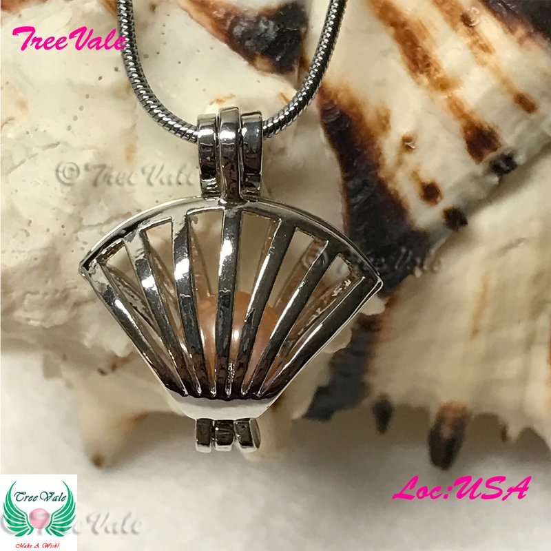 Clam - Silver Plated - Locket Pearl Cage Pendant - Hold 5mm - 8mm Pearl