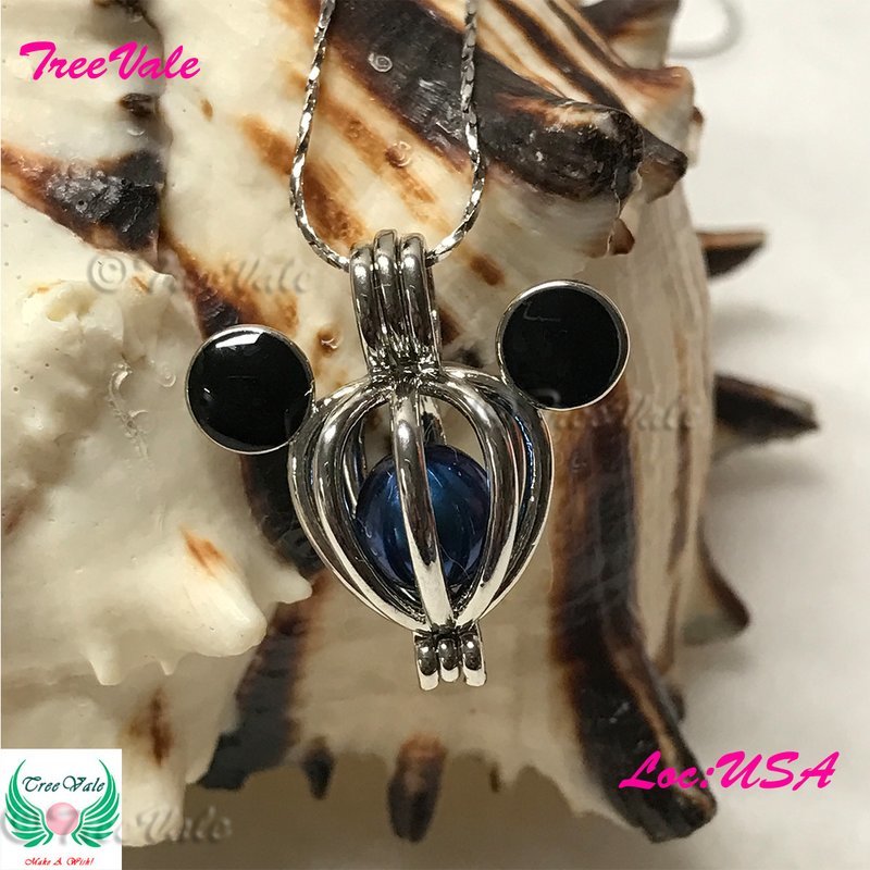 Mooska Mouse - Silver Plated - Locket Pearl Cage Pendant - Hold 5mm - 9mm Pearl