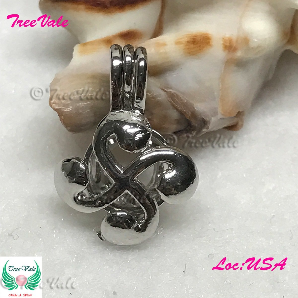 Lauburu, Basque Cross - Silver Plated - Locket Pearl Cage Pendant - Hold 6mm - 7mm Pearl