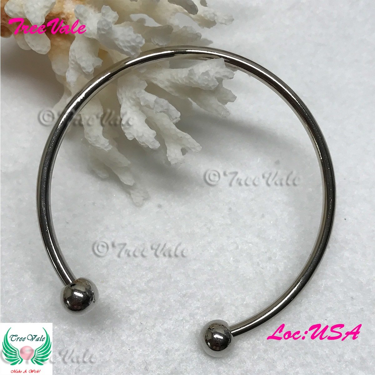 Adjustable Charm Bangle - Silver Plated