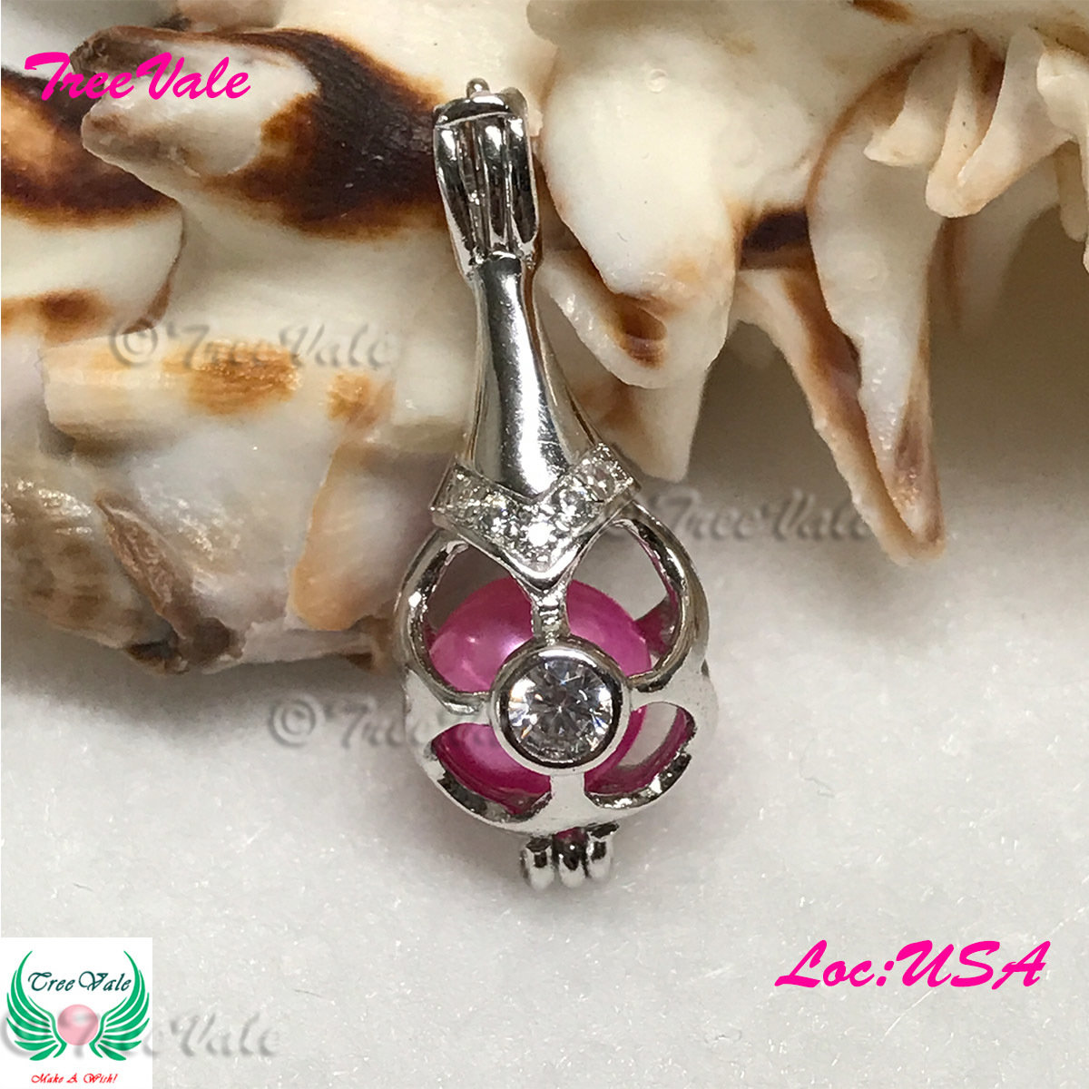 Lucky Clover - Solid 925 Sterling Silver - Locket Pearl Cage Pendant - Hold 6mm-8mm Pearl