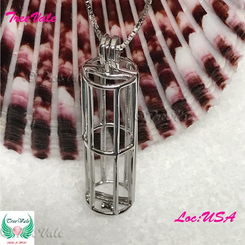 Enchanted Tube - Solid 925 Sterling Silver - Locket Pearl Cage Pendant - Hold 6mm-8mm Pearl