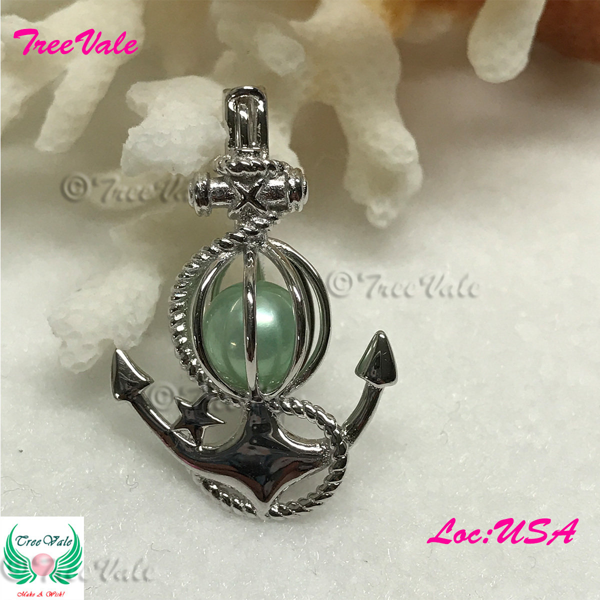 Anchor of Fate - Solid 925 Sterling Silver - Locket Pearl Cage Pendant - Hold 6mm-8mm Pearl