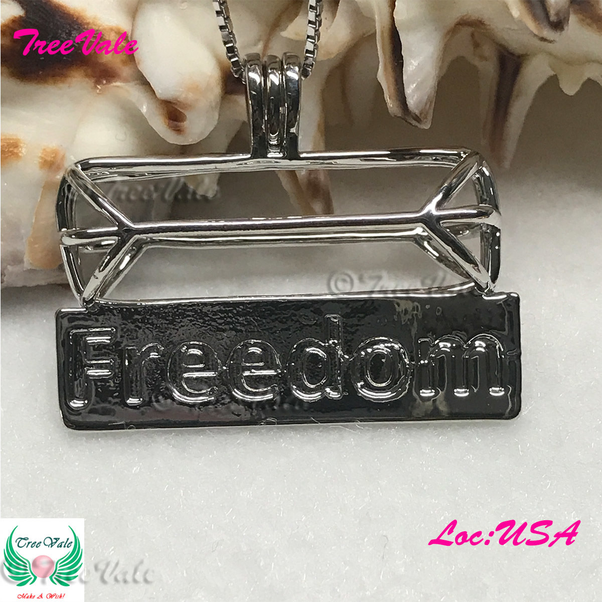 FREEDOM Bar Tube - Silver Plated - Locket Pearl Cage Pendant - Hold 6mm - 8mm Pearl