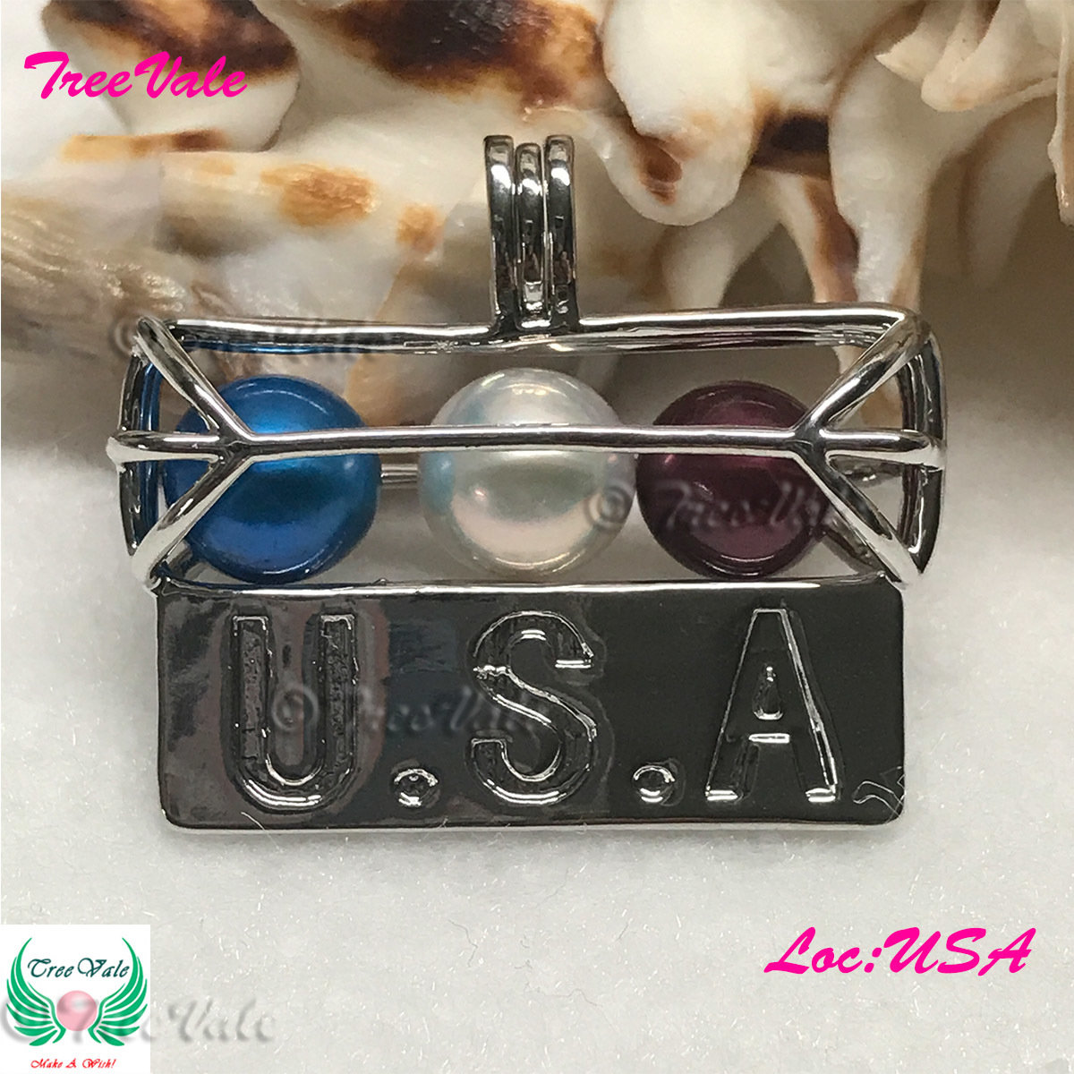 USA Bar Tube - Silver Plated - Locket Pearl Cage Pendant - Hold 6mm - 8mm Pearl