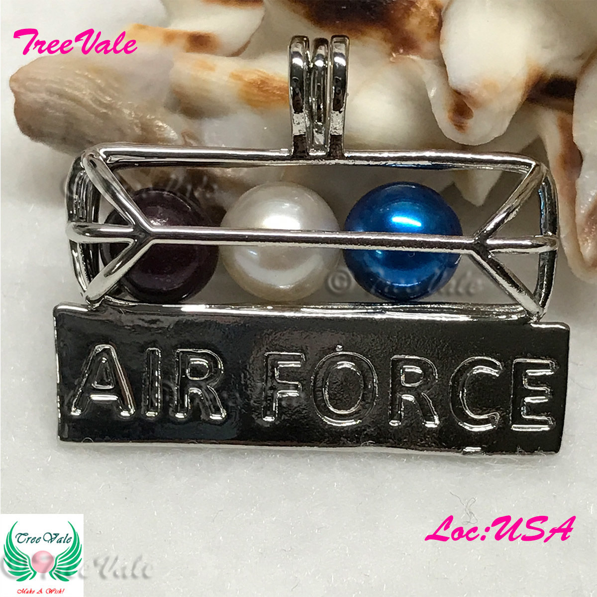 AIR FORCE Bar Tube - Silver Plated - Locket Pearl Cage Pendant - Hold 6mm - 8mm Pearl