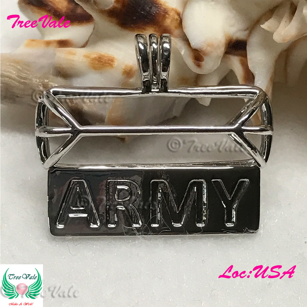 ARMY Bar Tube - Silver Plated - Locket Pearl Cage Pendant - Hold 6mm - 8mm Pearl