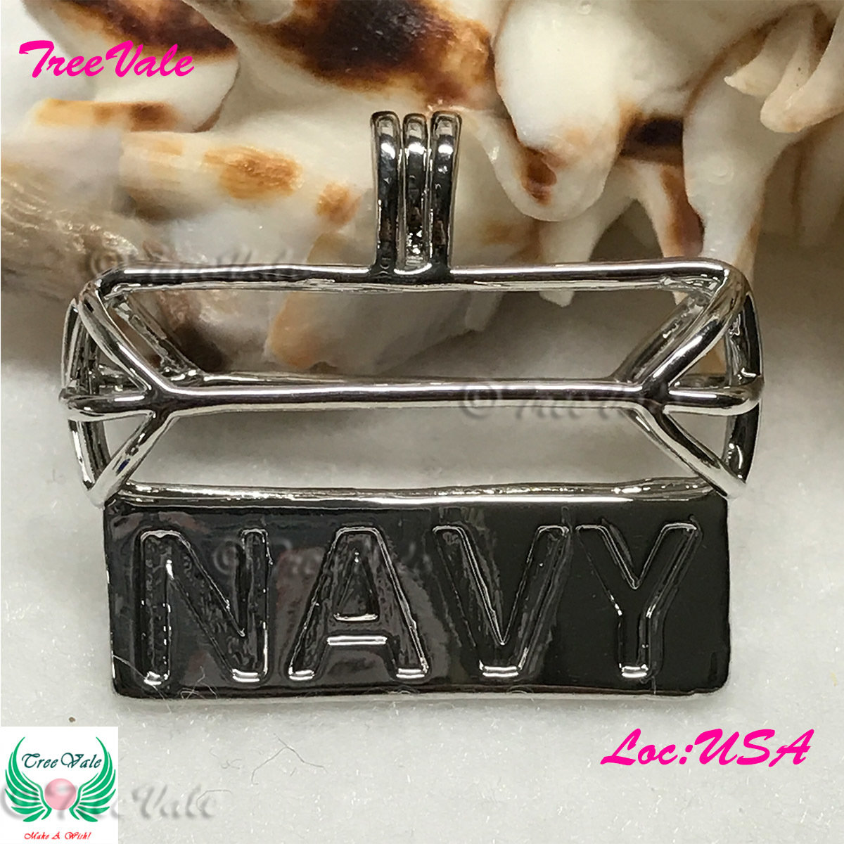 NAVY Bar Tube - Silver Plated - Locket Pearl Cage Pendant - Hold 6mm - 8mm Pearl