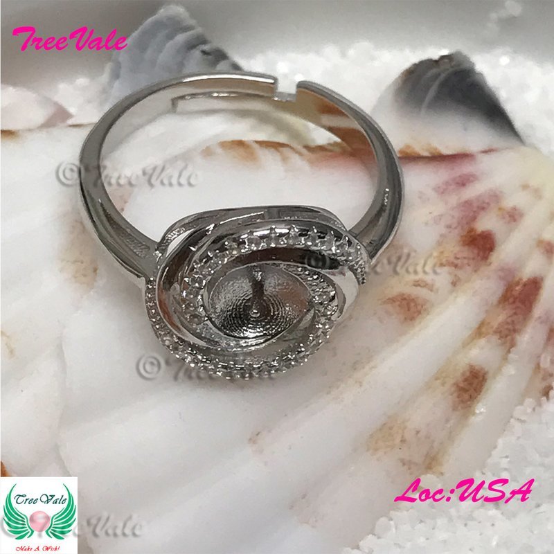 Swirl Halo ADJUSTABLE Ring Setting - 925 Sterling Silver