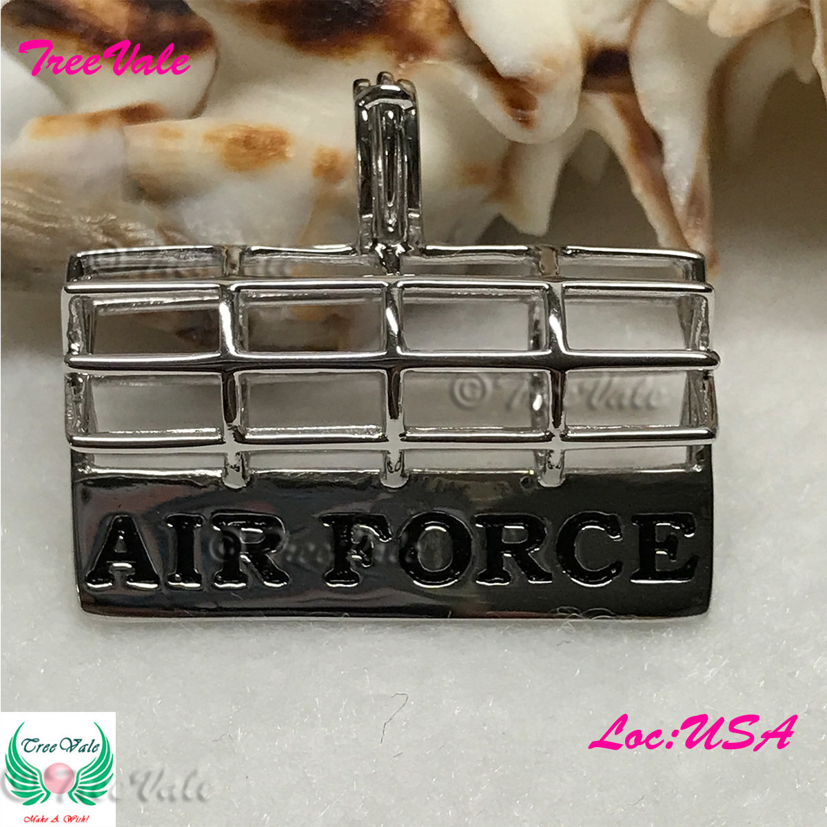 AIR FORCE - Solid 925 Sterling Silver - Locket Pearl Cage Pendant - Hold 6mm-9mm Pearl