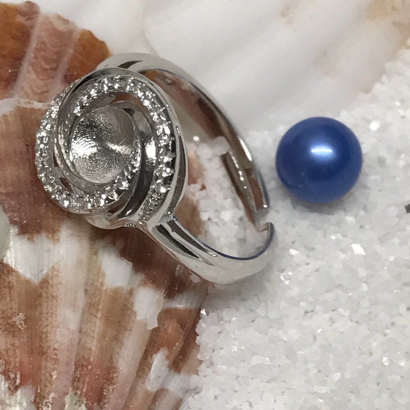 Swirl Halo ADJUSTABLE Ring Setting - 925 Sterling Silver