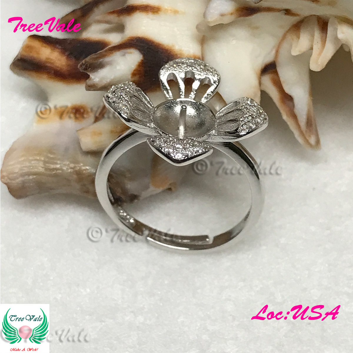 Perennial Flower ADJUSTABLE Ring Setting - 925 Sterling Silver
