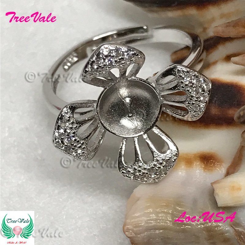 Perennial Flower ADJUSTABLE Ring Setting - 925 Sterling Silver