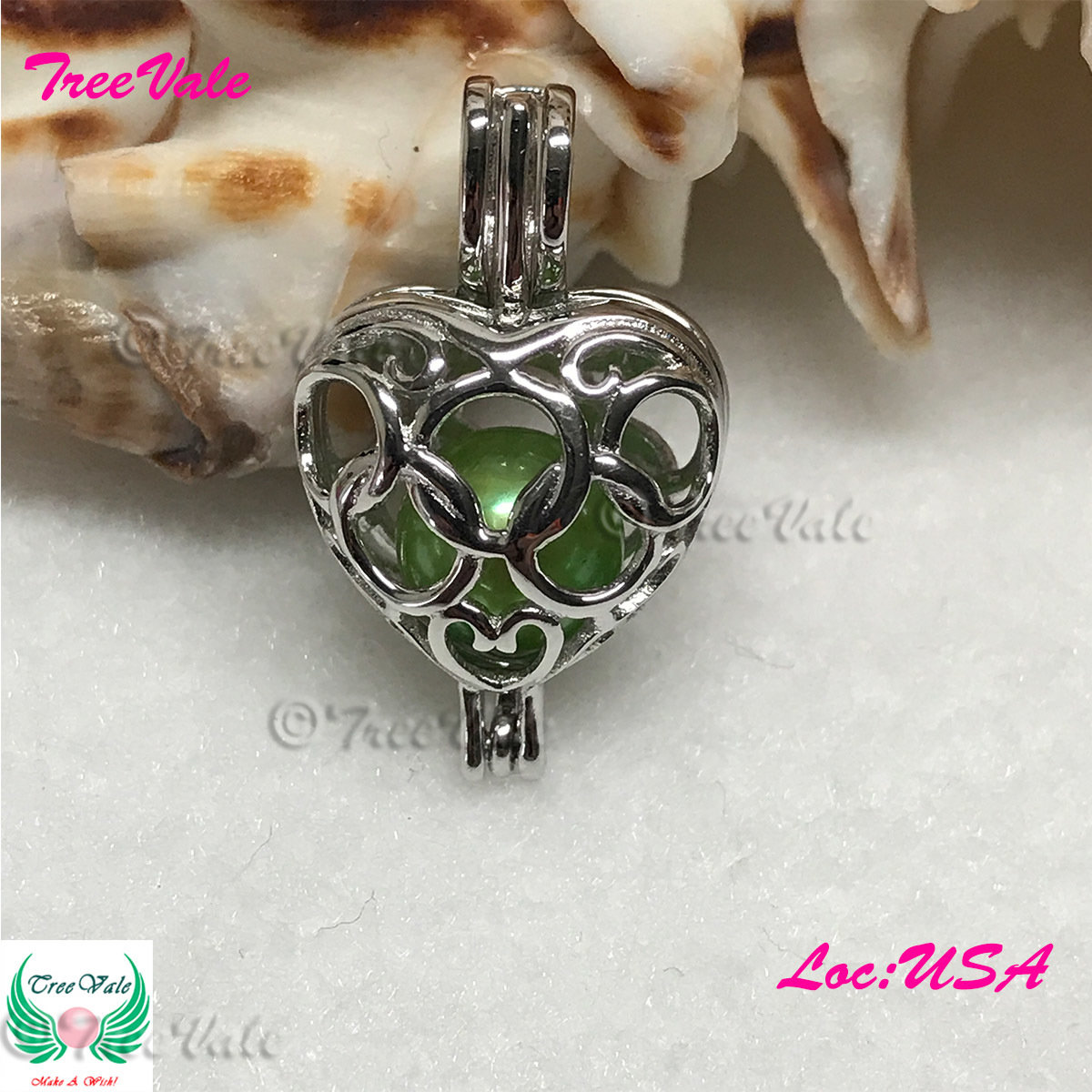 Chain Hearts - Silver Plated - Locket Pearl Cage Pendant - Hold 6mm - 9mm Pearl