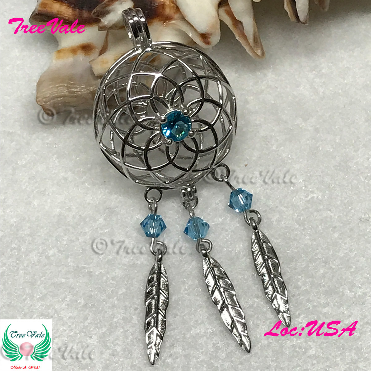 Empowered Dream Catcher - Solid 925 Sterling Silver - Locket Pearl Cage Pendant - Hold 6mm-10mm Pearl