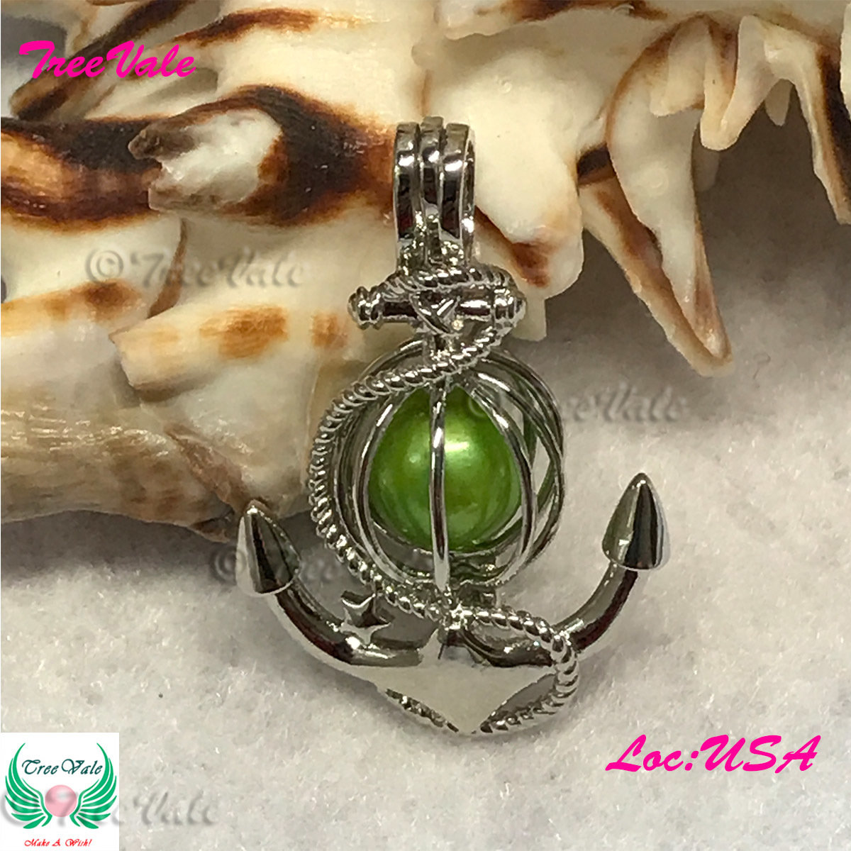 Anchor of Fate- Silver Plated - Locket Pearl Cage Pendant - Hold 6mm - 9mm Pearl