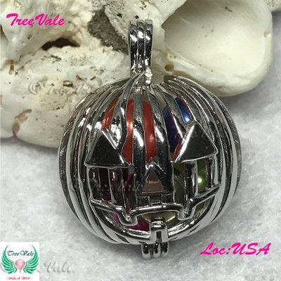 Frenzy Pumpkin - Solid 925 Sterling Silver - Locket Pearl Cage Pendant - Hold 6mm-14mm Pearl