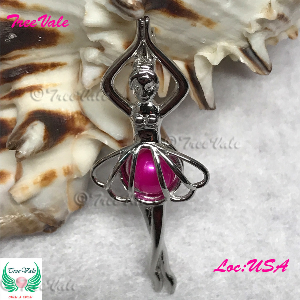 Love Dancing Ballerina - Solid 925 Sterling Silver - Locket Pearl Cage Pendant - Hold 6mm-8mm Pearl