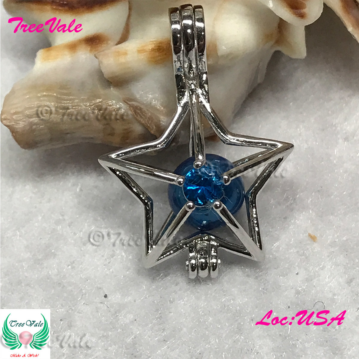 Serenity Star - Solid 925 Sterling Silver - Locket Pearl Cage Pendant - Hold 6mm-8mm Pearl