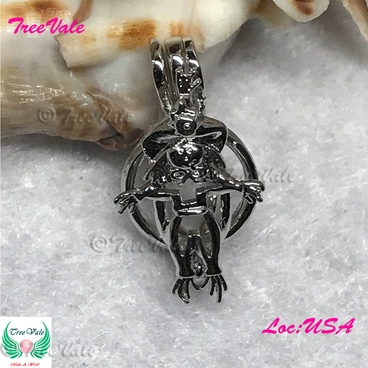 Scary Scarecrow - Silver Plated - Locket Pearl Cage Pendant - Hold 6mm - 8mm Pearl