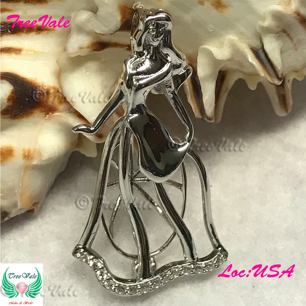 Beauty Sleeping Princess - Silver Plated - Locket Pearl Cage Pendant - Hold 6mm - 8mm Pearl
