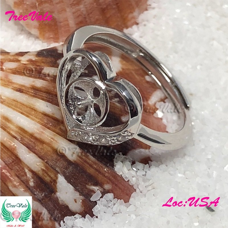 Cupid Heart ADJUSTABLE  Ring Setting - 925 Sterling Silver