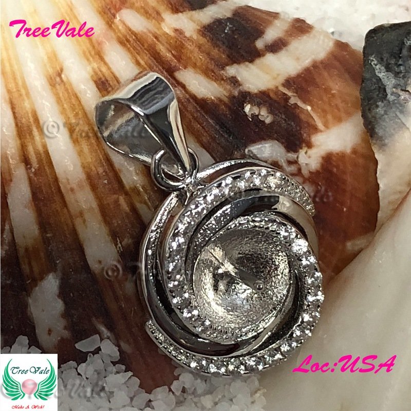 Swirl Halo Pendant Setting - 925 Sterling Silver