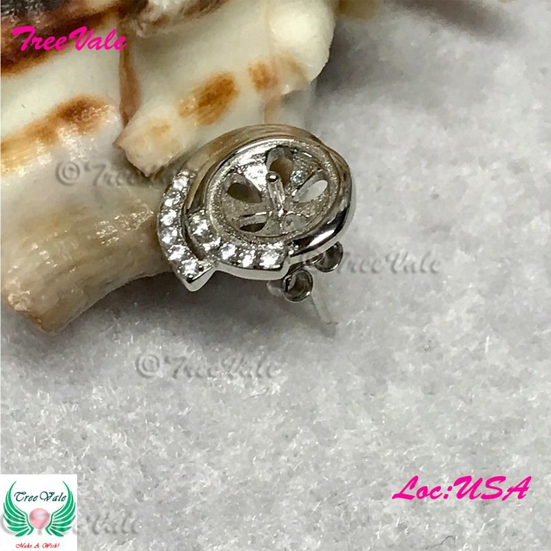 Swirl Halo Earring Settings - 925 Sterling Silver